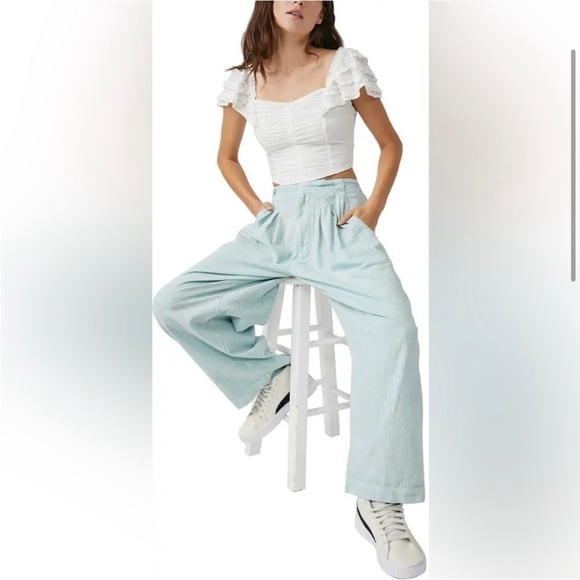 Free People Thank You Very Sweetly Ruffle Sleeve Crop Top - Picture 4 of 4